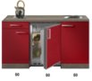 Kitchenette-Rood-Hoogglans-met-koelkast-en-kookplaat-150cm-HRG-400